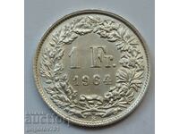1 франк сребро Швейцария 1964 B - сребърна монета #3