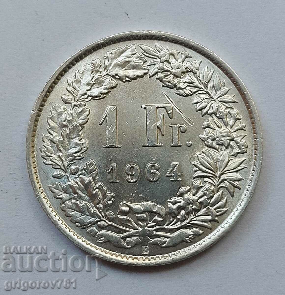 1 франк сребро Швейцария 1964 B - сребърна монета #6