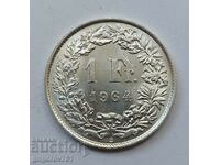 1 франк сребро Швейцария 1964 B - сребърна монета #6