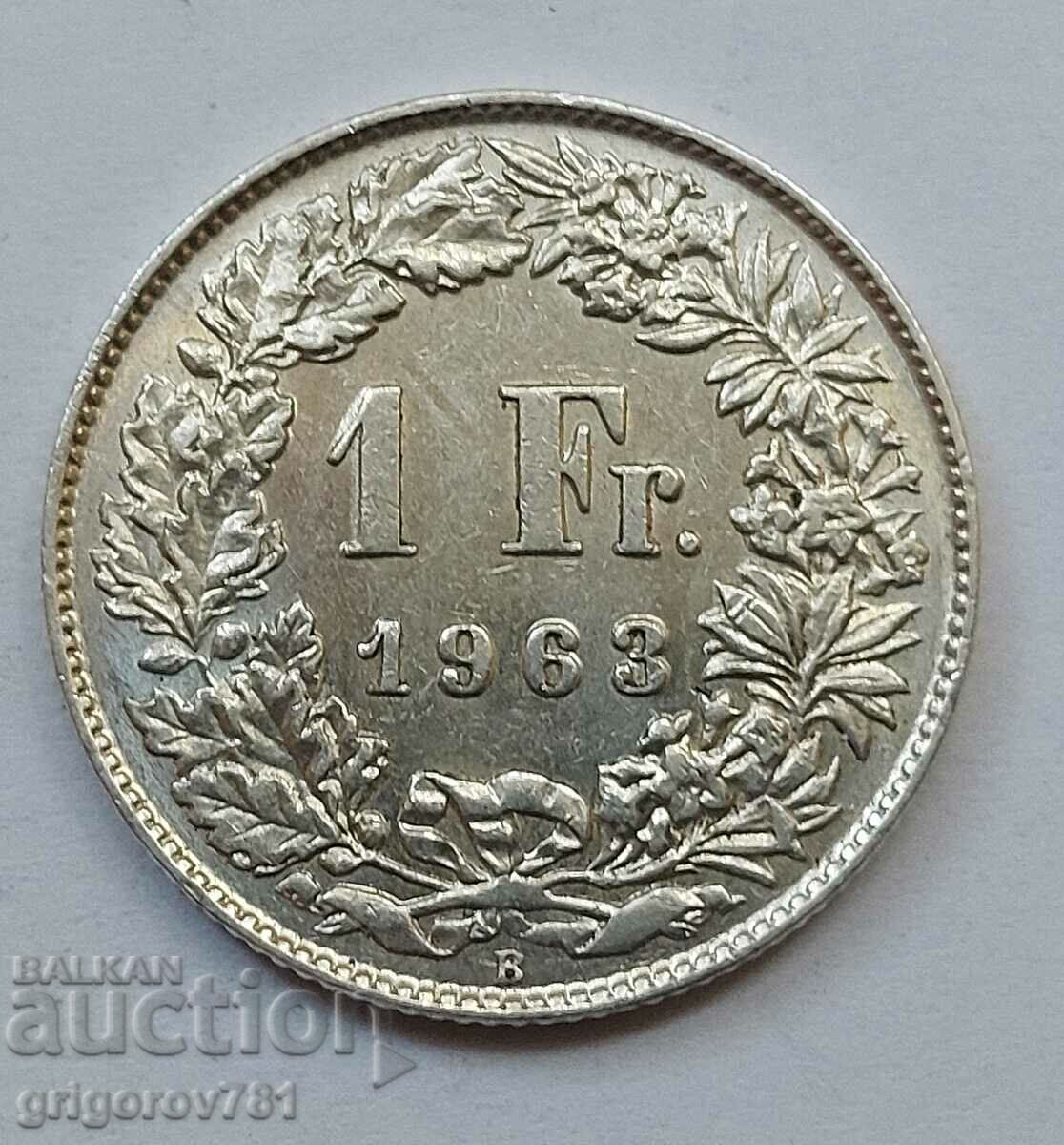 1 Franc Silver Switzerland 1963 B - Silver Coin #7