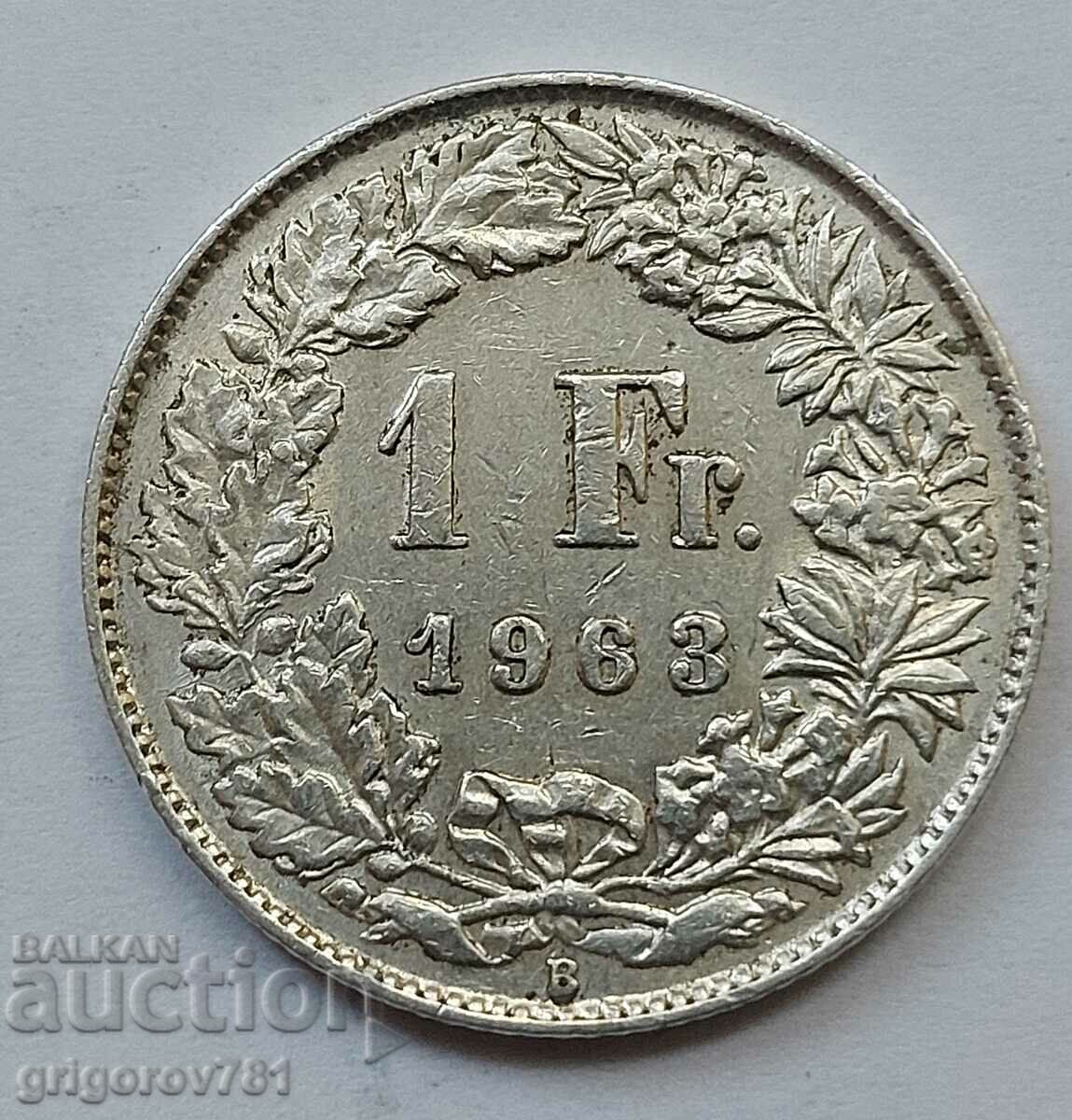 1 Franc Silver Switzerland 1963 B - Silver Coin #11