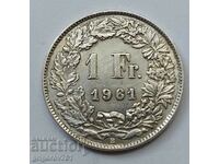 1 франк сребро Швейцария 1961 B - сребърна монета #13
