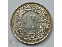 1 Franc Silver Switzerland 1960 B - Silver Coin #19