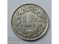 1 Φράγκο Ασημένιο Ελβετία 1952 B - Ασημένιο νόμισμα #24