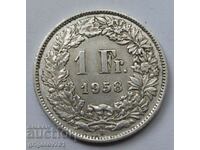 1 Franc Silver Switzerland 1958 B - Silver Coin #28
