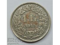 1 Franc Silver Switzerland 1945 B - Silver Coin #31