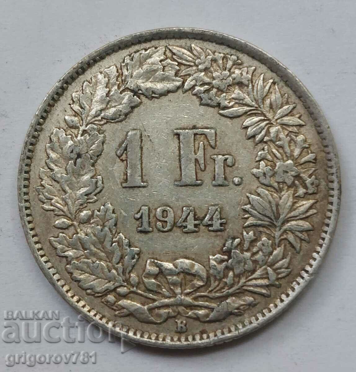 1 Franc Silver Switzerland 1944 B - Silver Coin #32