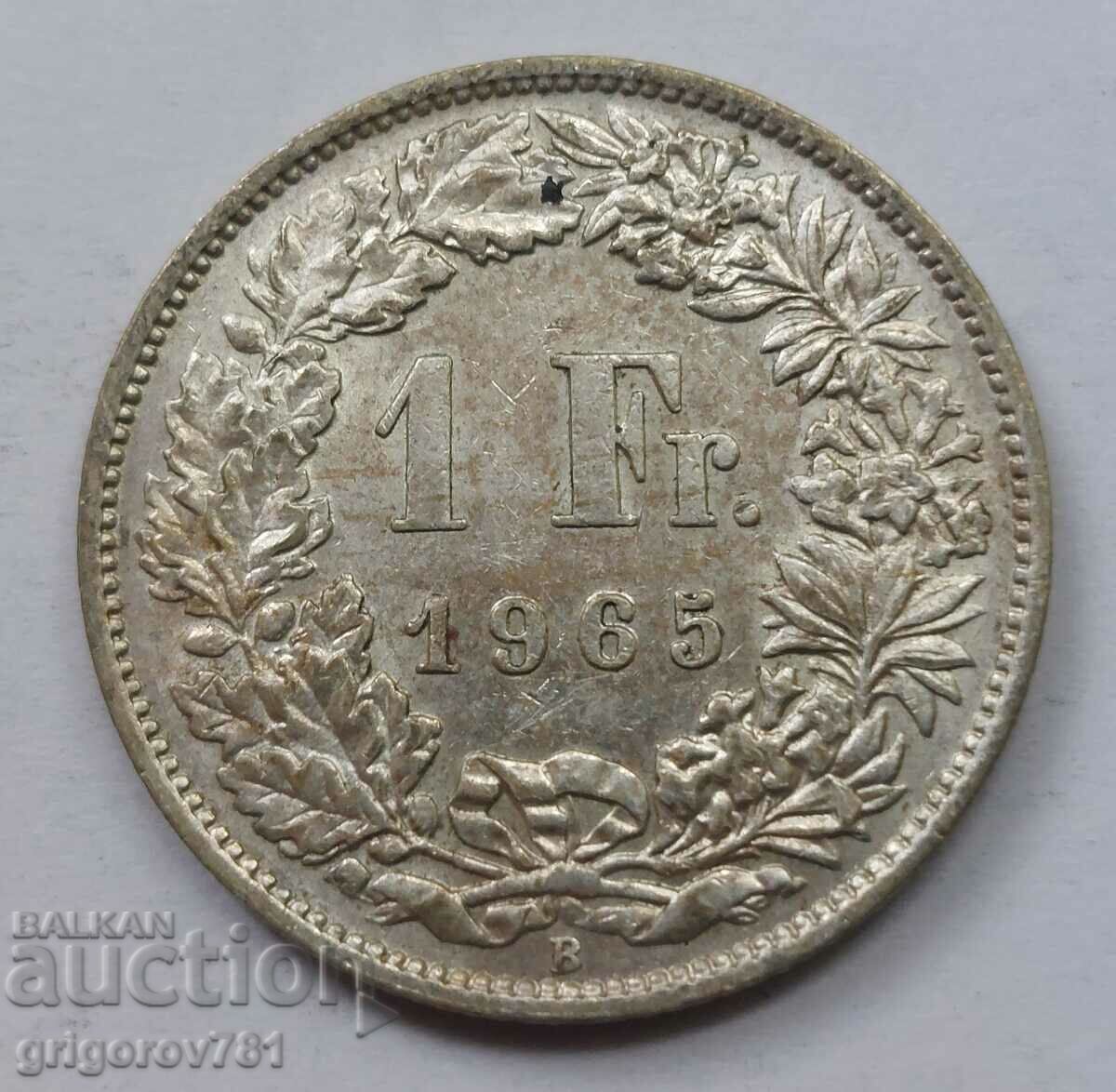 Ασημένιο 1 Φράγκο Ελβετία 1965 Β - Ασημένιο νόμισμα #33