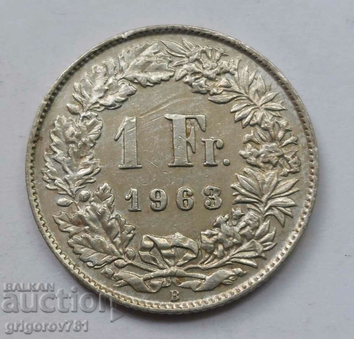 1 франк сребро Швейцария 1963 B - сребърна монета #35