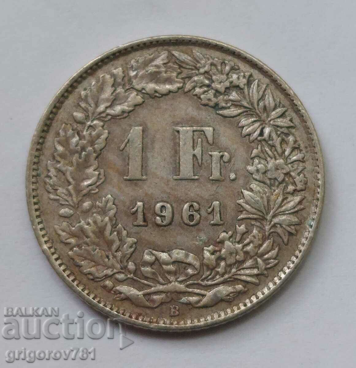 1 Franc Silver Switzerland 1961 B - Silver Coin #36