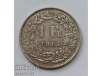 1 франк сребро Швейцария 1961 B - сребърна монета #36
