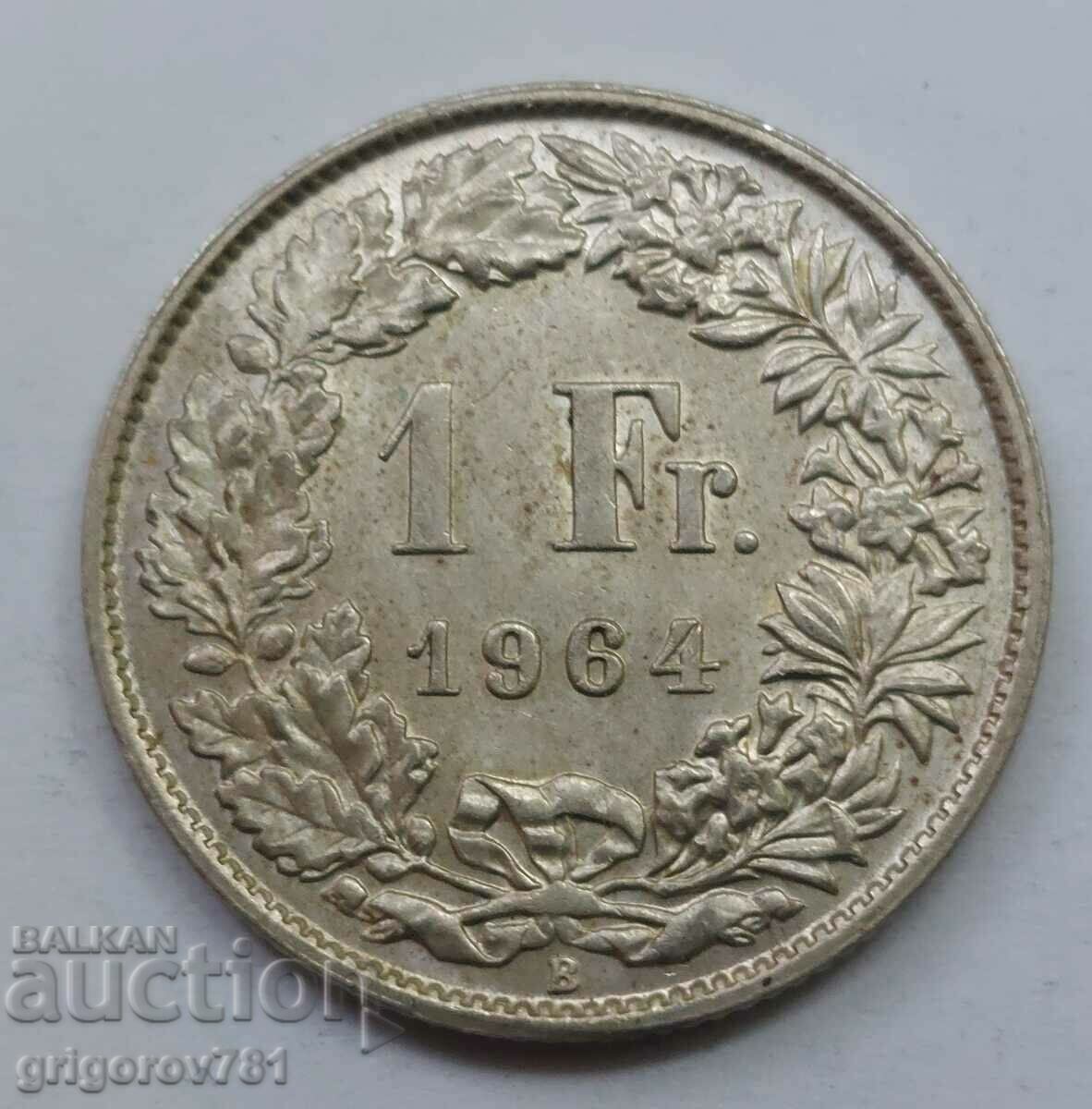 1 Franc Silver Switzerland 1964 B - Silver Coin #39