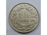 Ασήμι 1 φράγκου Ελβετία 1964 Β - Ασημένιο νόμισμα #39