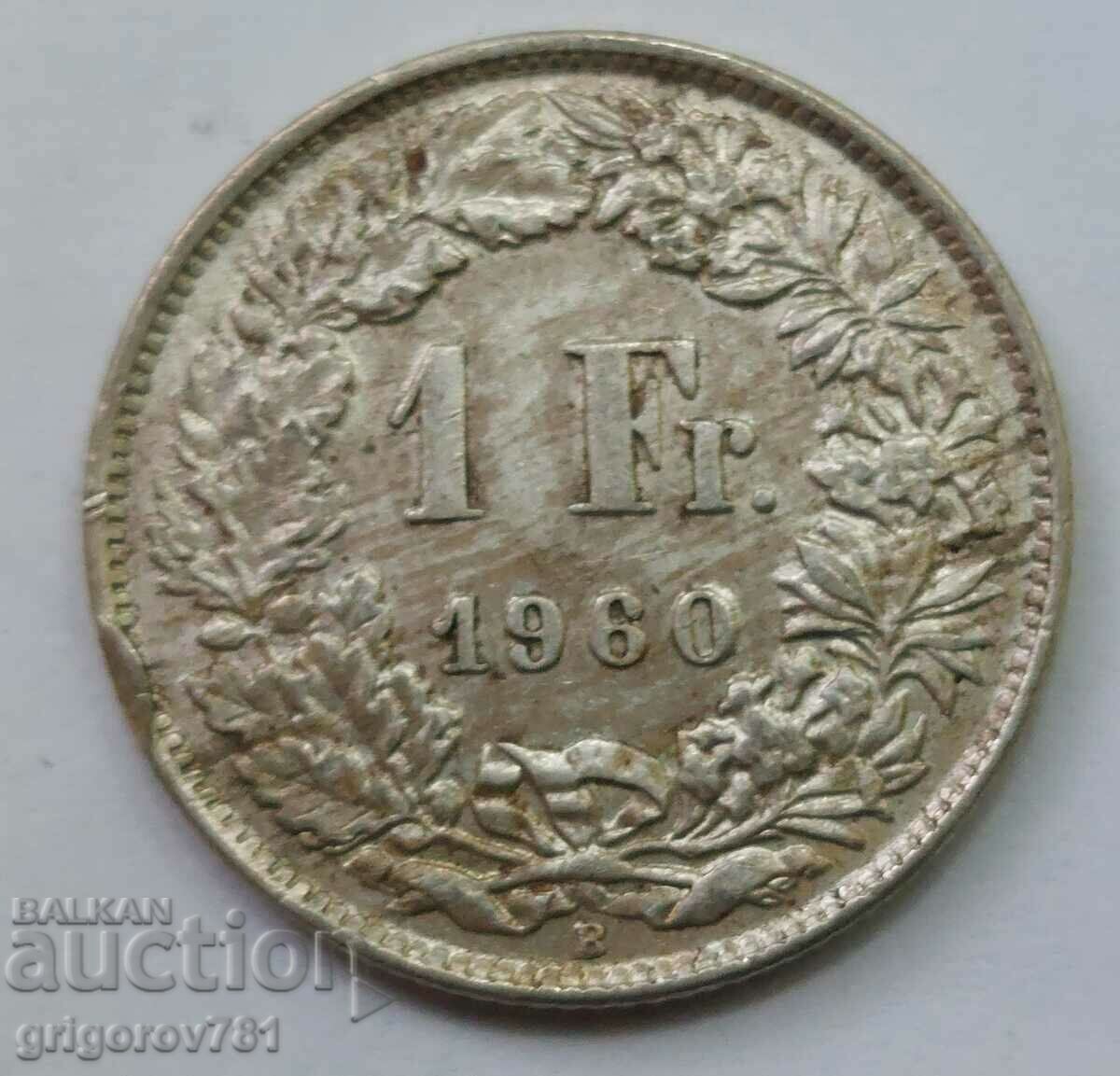 1 франк сребро Швейцария 1960 B - сребърна монета #40
