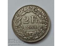 2 франка сребро Швейцария 1944 B - сребърна монета #1