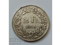 2 франка сребро Швейцария 1944 B - сребърна монета #2