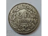 2 франка сребро Швейцария 1944 B - сребърна монета #3
