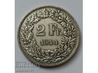 2 франка сребро Швейцария 1944 B - сребърна монета #4