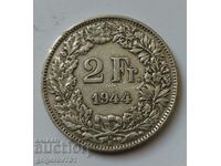 2 франка сребро Швейцария 1944 B - сребърна монета #5