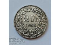 2 франка сребро Швейцария 1944 B - сребърна монета #6