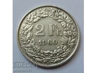 2 франка сребро Швейцария 1960 B - сребърна монета #11