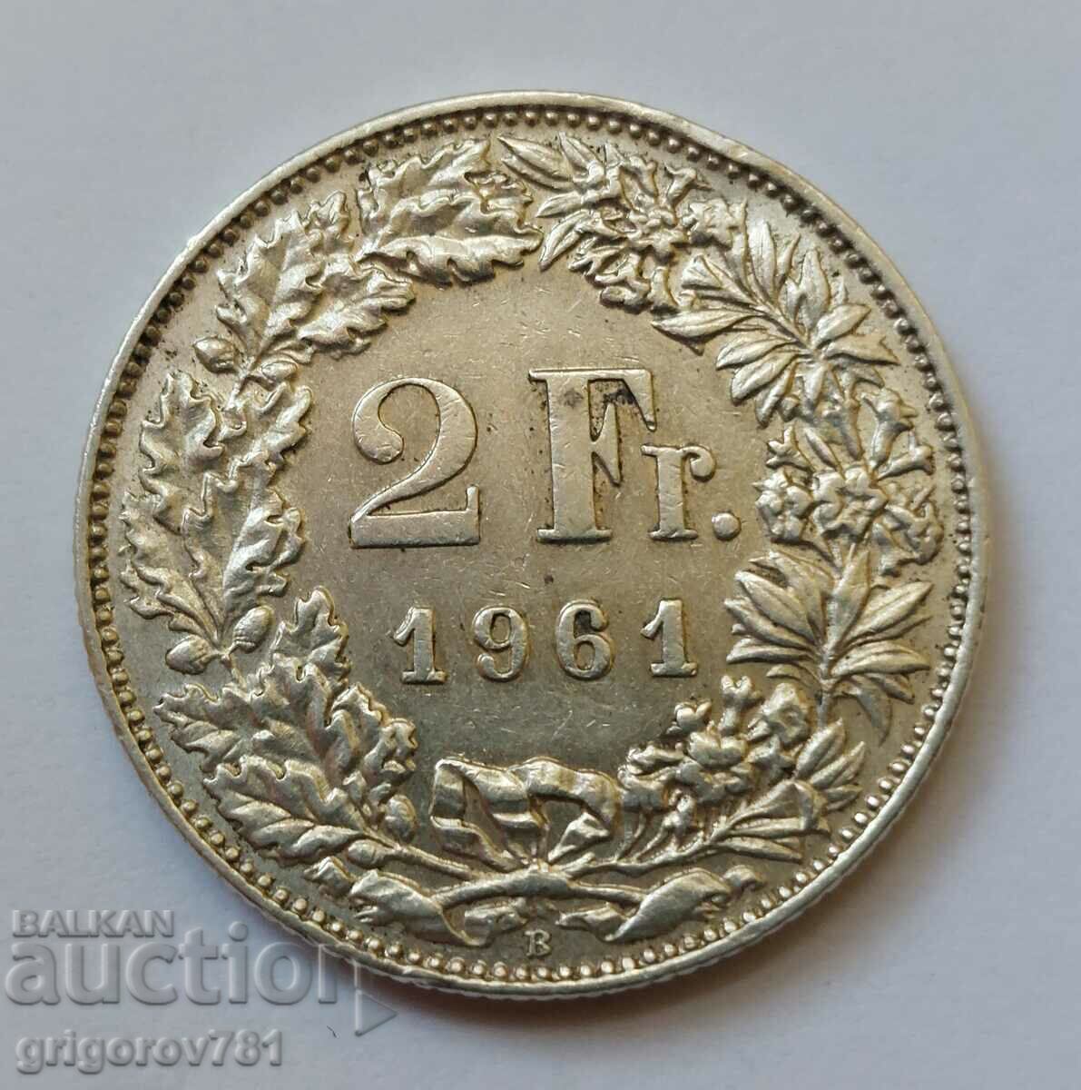2 Φράγκα Ασημένιο Ελβετία 1961 B - Ασημένιο νόμισμα #12