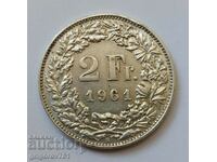 2 франка сребро Швейцария 1961 B - сребърна монета #12