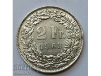 2 франка сребро Швейцария 1963 B - сребърна монета #13