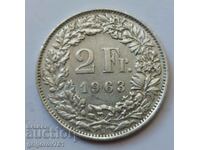 2 франка сребро Швейцария 1963 B - сребърна монета #14