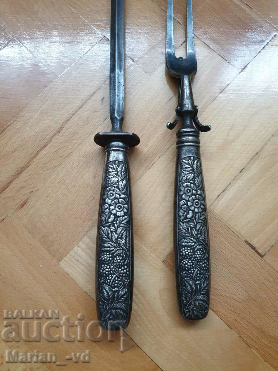 Silver-plated table and silver-plated barbecue fork with price 200.00 BGN | € 102.26