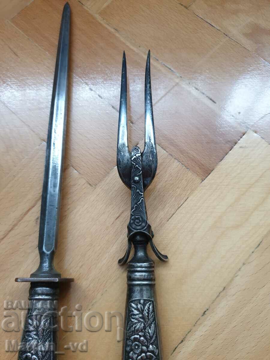 Silver-plated table and silver-plated barbecue fork - 5