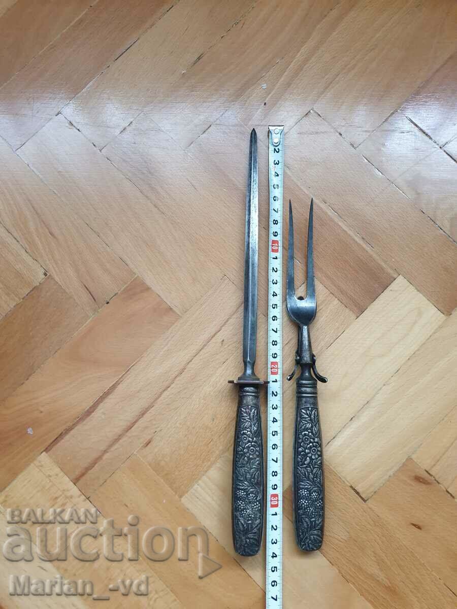 Silver-plated table and silver-plated barbecue fork - 6