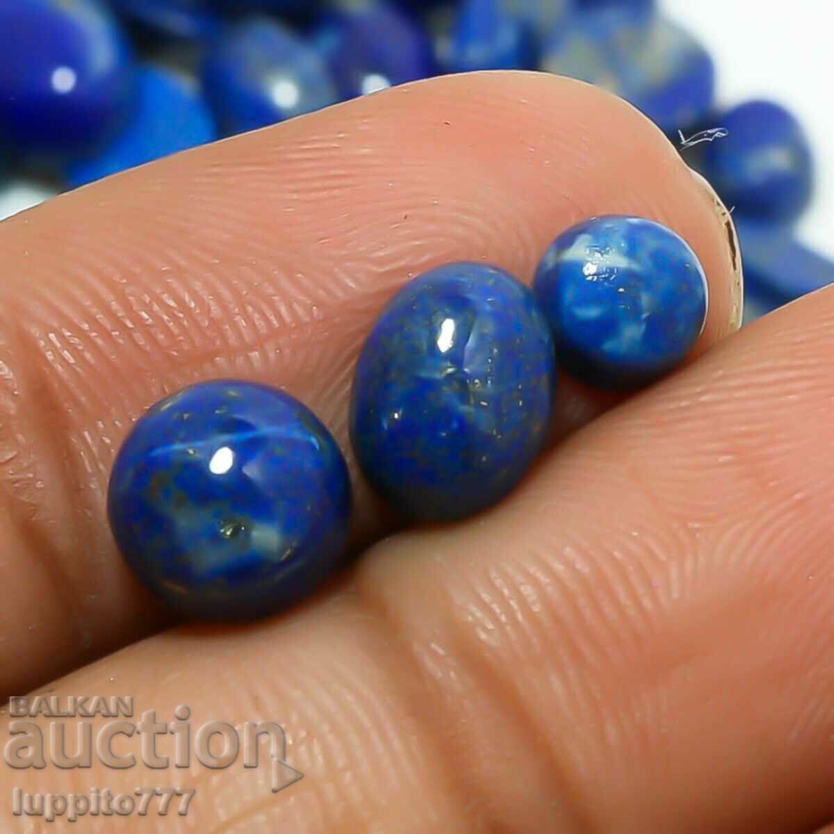 4.50 carat lapis lazuli 3 pieces oval cabochon