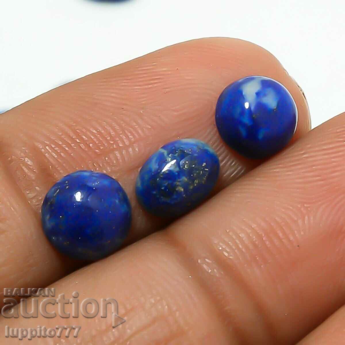 4.20 carat lapis lazuli 3 pieces oval cabochon