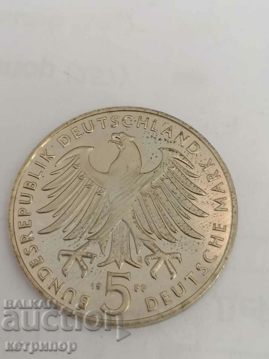 5 марки Германия 1983 г G никел