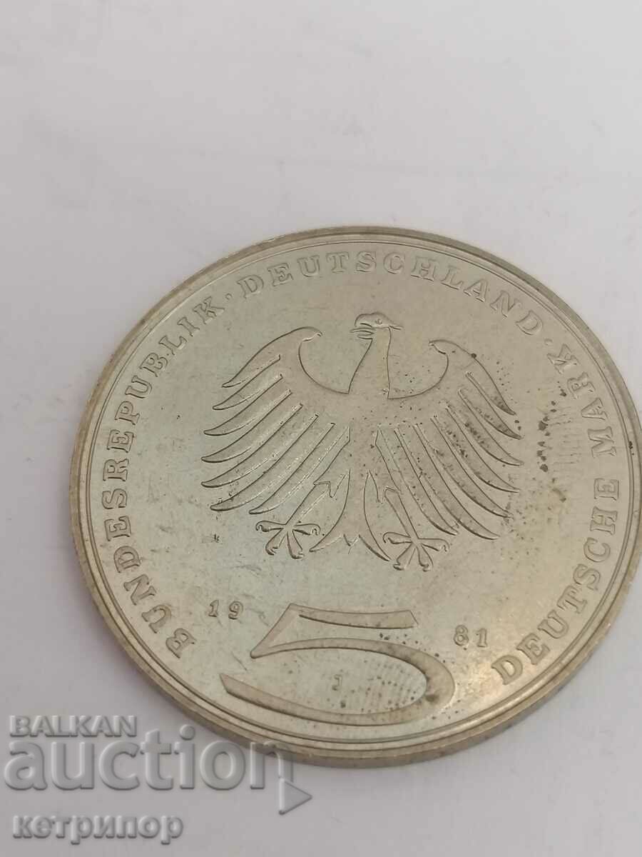 5 marks Germany 1981 J nickel