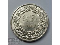 2 франка сребро Швейцария 1965 B - сребърна монета #20