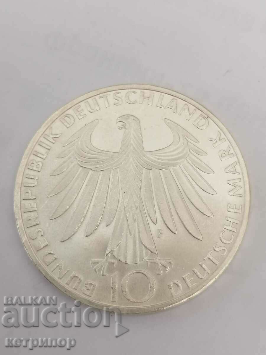 10 марки Германия 1972 г F сребърна