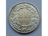 2 франка сребро Швейцария 1965 B - сребърна монета #24