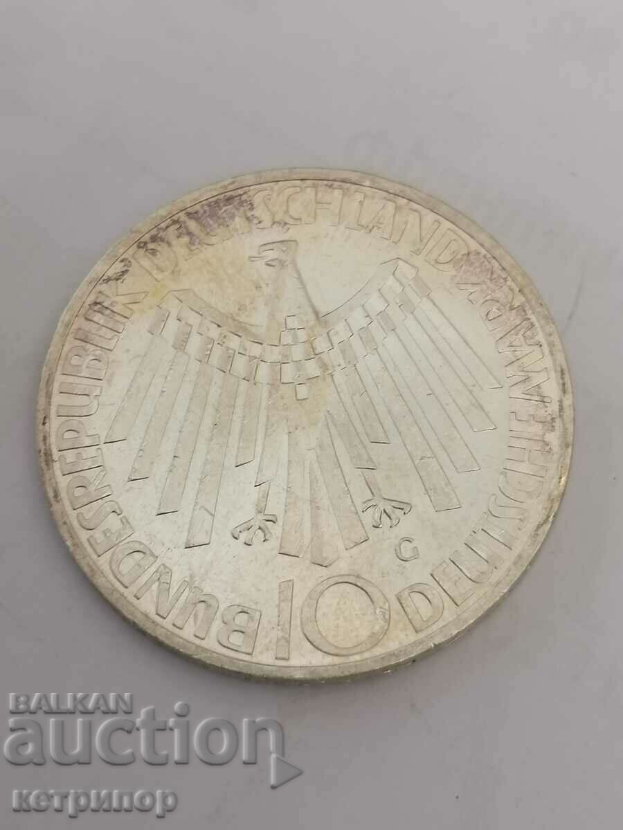 10 timbre Germania 1972 G argint