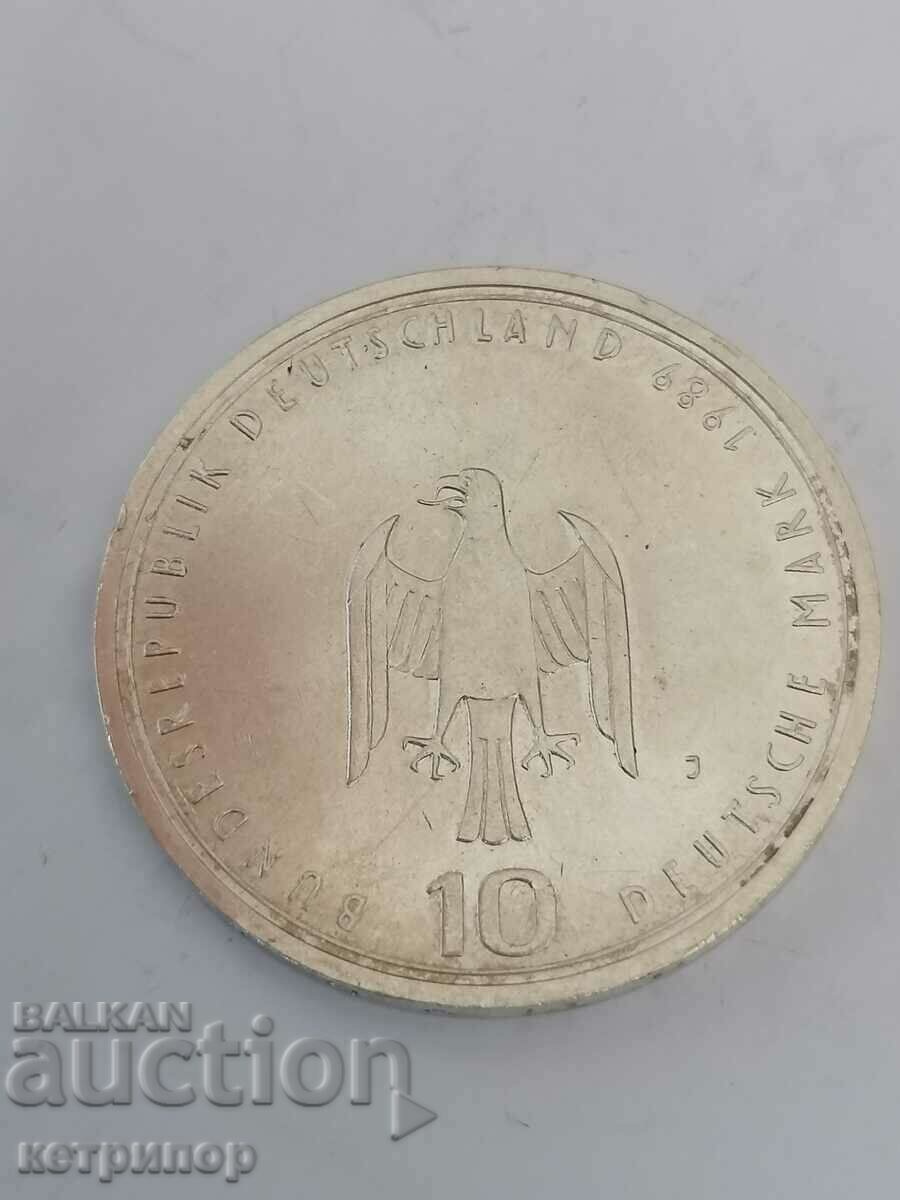 10 марки Германия 1987 г J сребърна