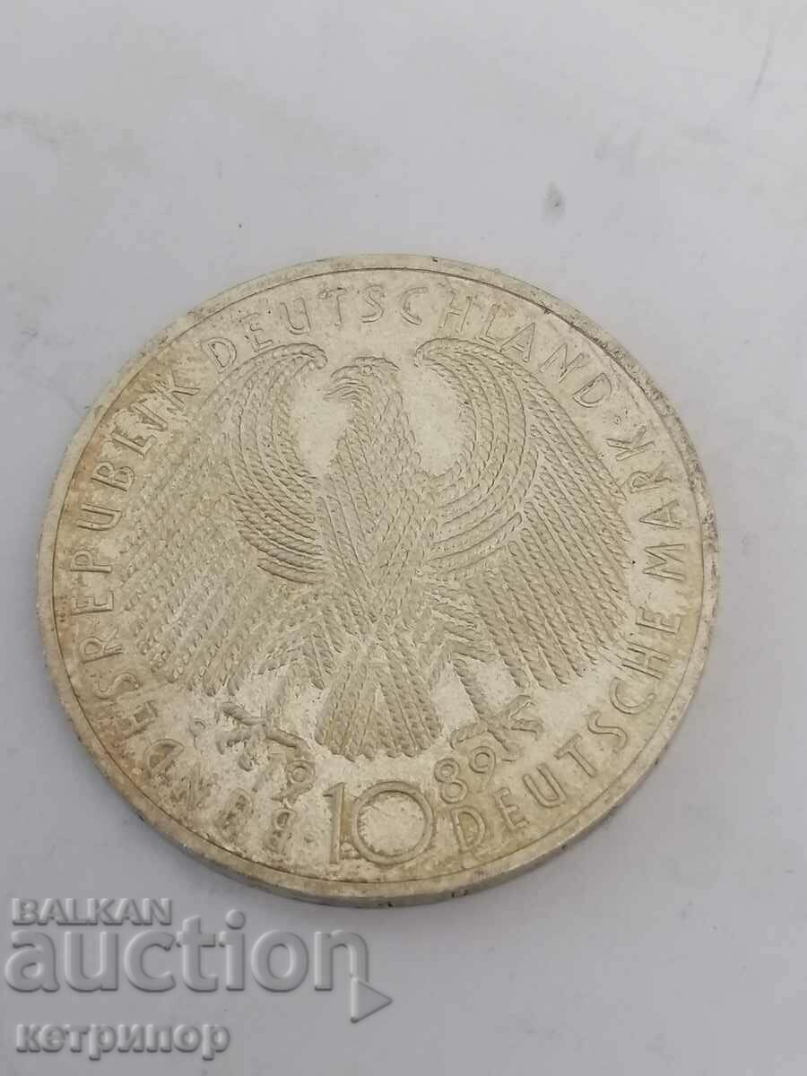10 timbre Germania 1989 G argint