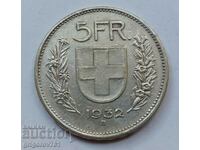 5 франка сребро Швейцария 1932 B - сребърна монета #1