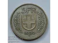 5 франка сребро Швейцария 1932 B - сребърна монета #2