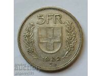 5 Francs Silver Switzerland 1932 B - Silver Coin #3