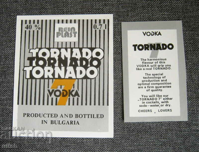 2 old Tornado Tornado vodka labels 7 new unused