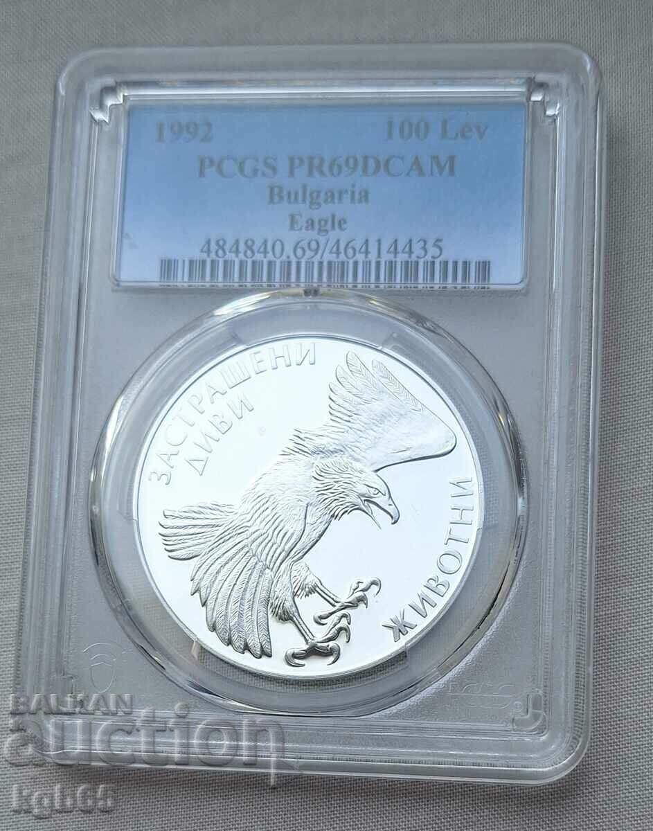 100 BGN 1992 PCGS PR69DCAM. Vultur auriu .