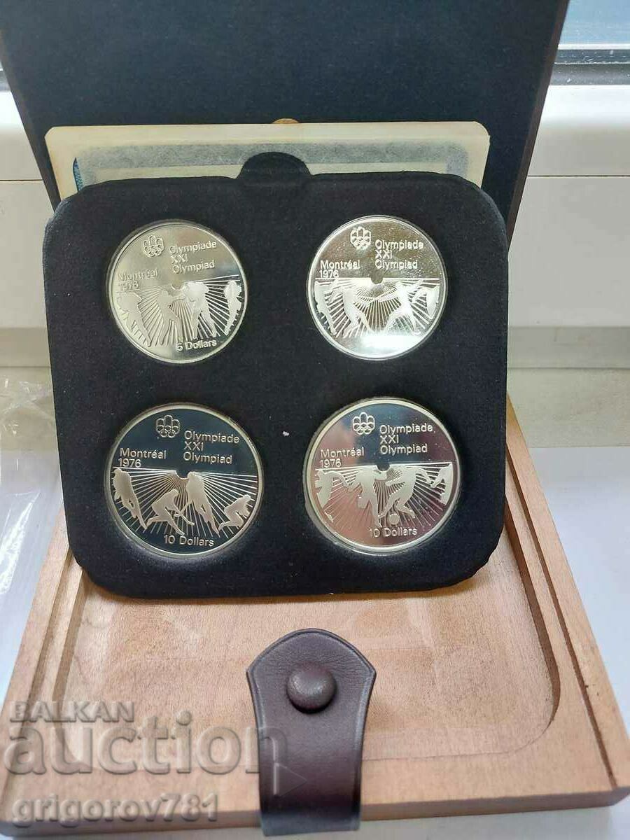 Комплект 2х 5 и 2х 10 долара сребро Канада Олимпиада 1976 #7