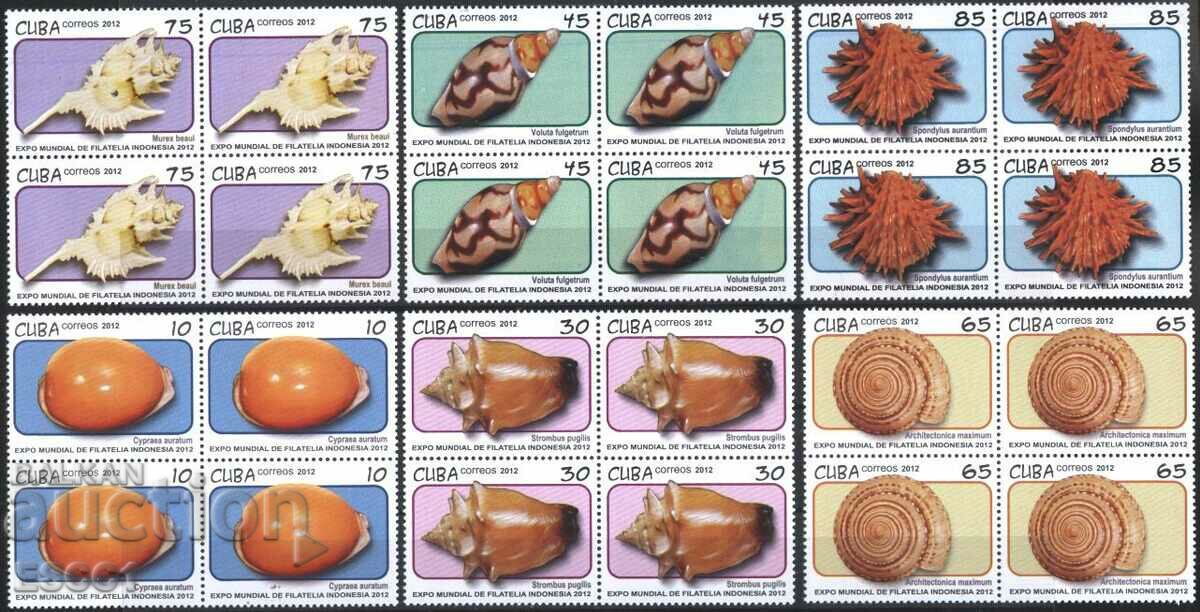 Чисти марки  в карета Фауна Раковини 2012 от Куба