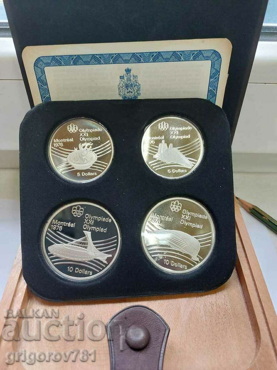 Set of 2x 5 and 2x 10 Dollars Silver Canada Olympics 1976 #8